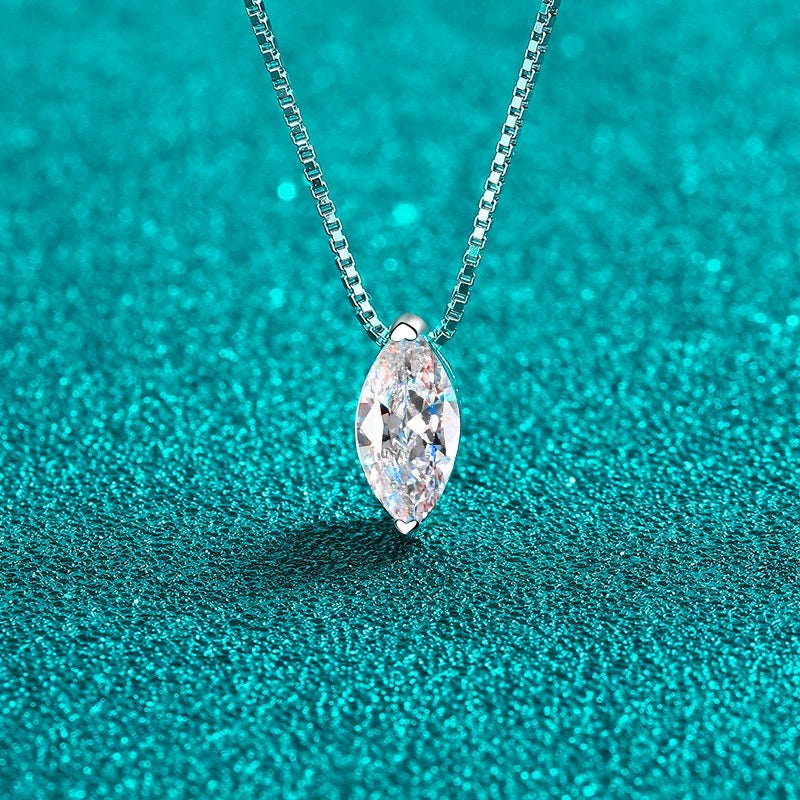 Theia Solitaire Marquise 1 Carat Moissanite Necklace — Moisza