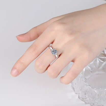 Trendy Round Cut Pave Solitaire 0.5/1 Carat Moissanite S925 Engagement Ring