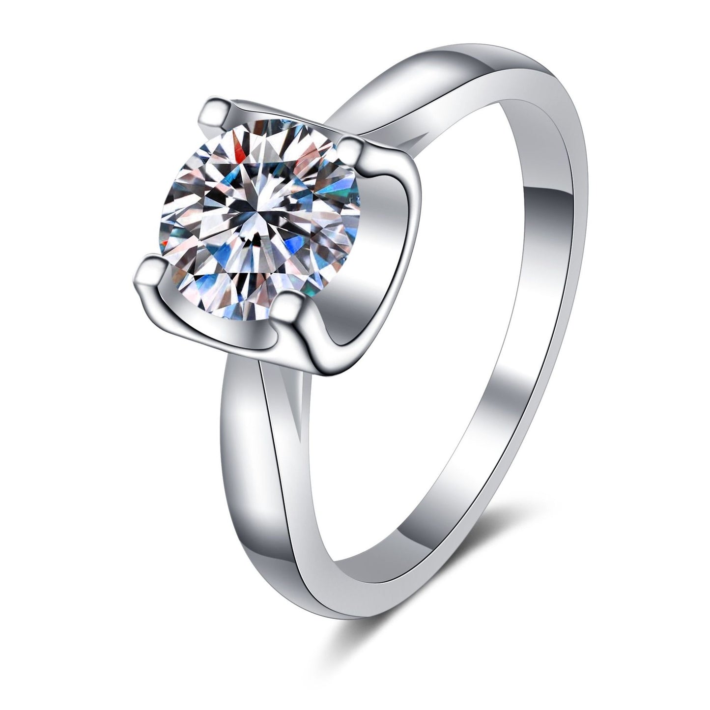 Trendy Round Cut Pave Solitaire 0.5/1 Carat Moissanite S925 Engagement Ring