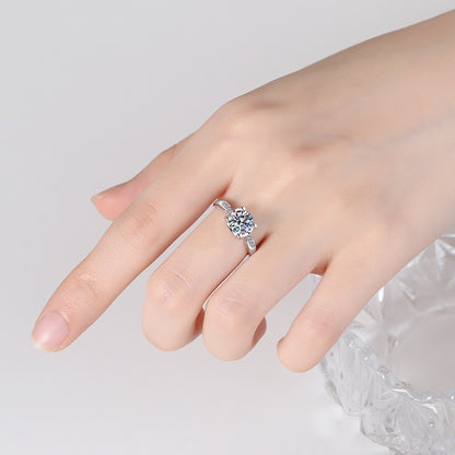 U-Shape  Setting Round Cut Solitaire 1/2 Carat Moissanite Diamond S925 Engagement Ring