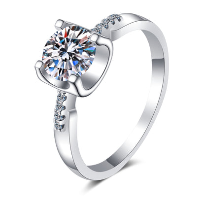 U-Shape  Setting Round Cut Solitaire 1/2 Carat Moissanite Diamond S925 Engagement Ring
