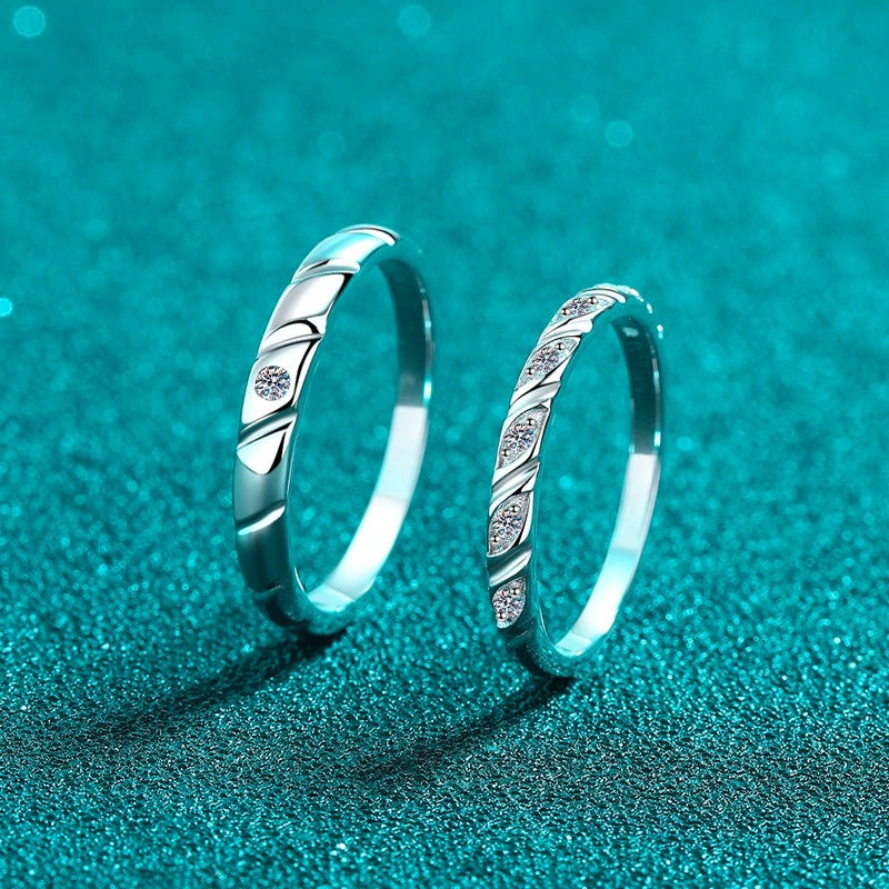 Braided Unity Moissanite S925 Wedding Set as Couple Rings, Promise Rings, Matching Wedding Bands