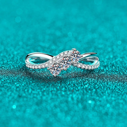 Trilogy Pavé Bypass Moissanite Engagement Ring (0.415ct)