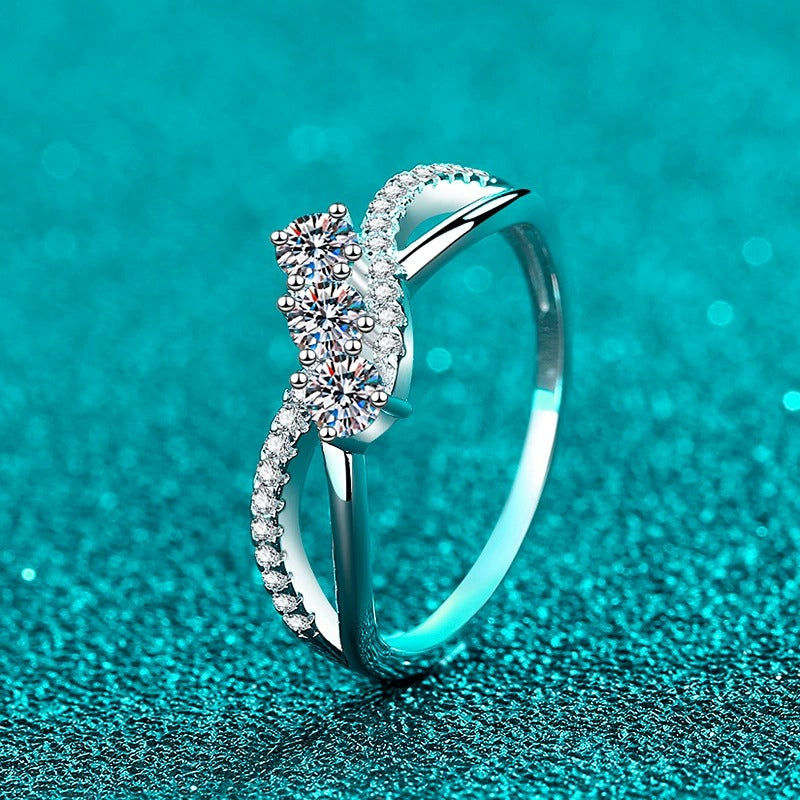 Trilogy Pavé Bypass Moissanite Engagement Ring (0.415ct)