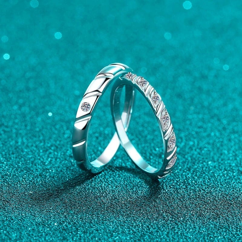 Braided Unity Moissanite S925 Wedding Set as Couple Rings, Promise Rings, Matching Wedding Bands