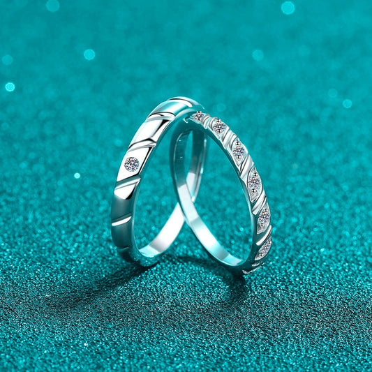 Braided Unity Moissanite S925 Wedding Set as Couple Rings, Promise Rings, Matching Wedding Bands