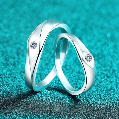 Full Moon Moissanite S925 Wedding Set as Couple Rings, Promise Rings, Matching Wedding Bands