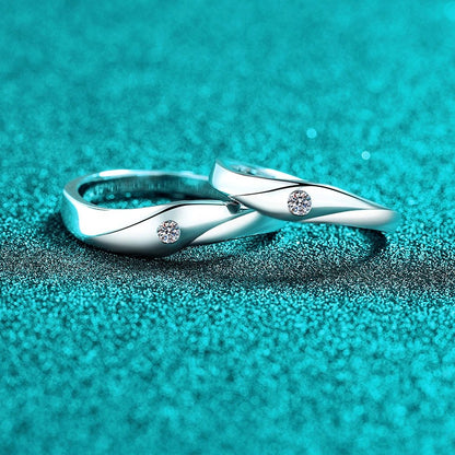 Full Moon Moissanite S925 Wedding Set as Couple Rings, Promise Rings, Matching Wedding Bands