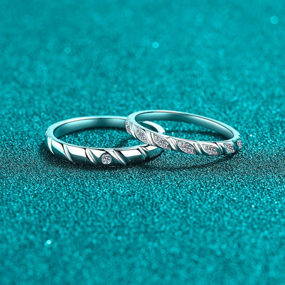 Braided Unity Moissanite S925 Wedding Set as Couple Rings, Promise Rings, Matching Wedding Bands