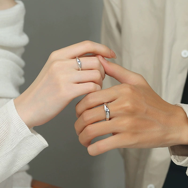 Full Moon Moissanite S925 Wedding Set as Couple Rings, Promise Rings, Matching Wedding Bands