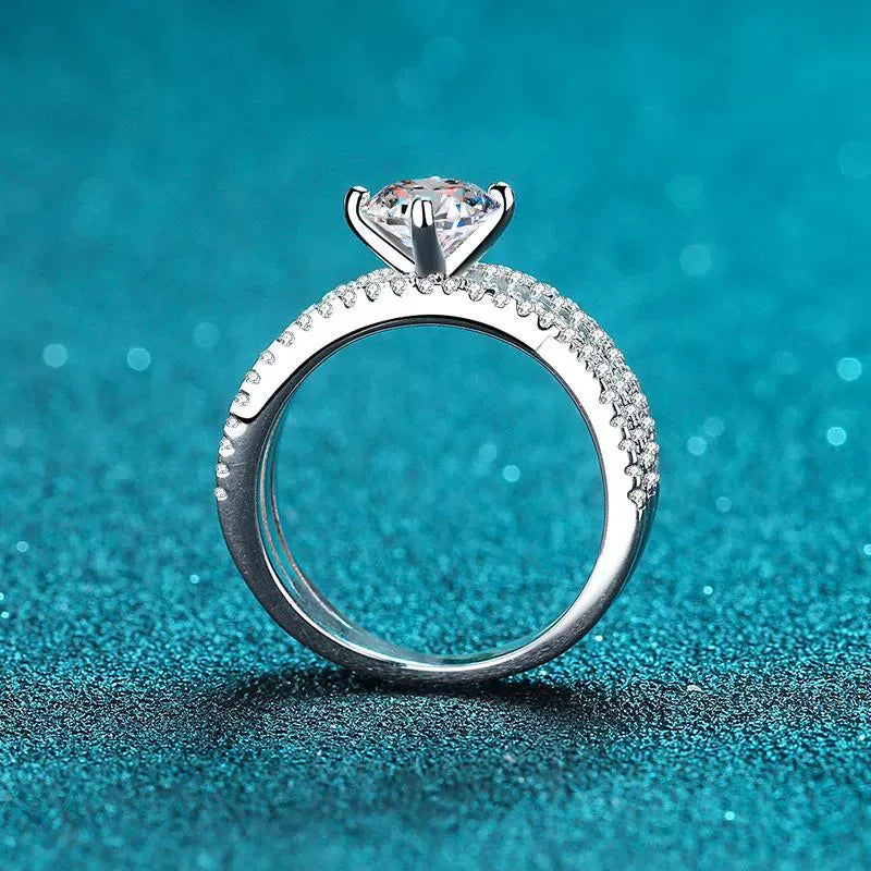 Cross Over Pave Twisted Solitaire 1 Carat Moissanite S925 Engagement Ring