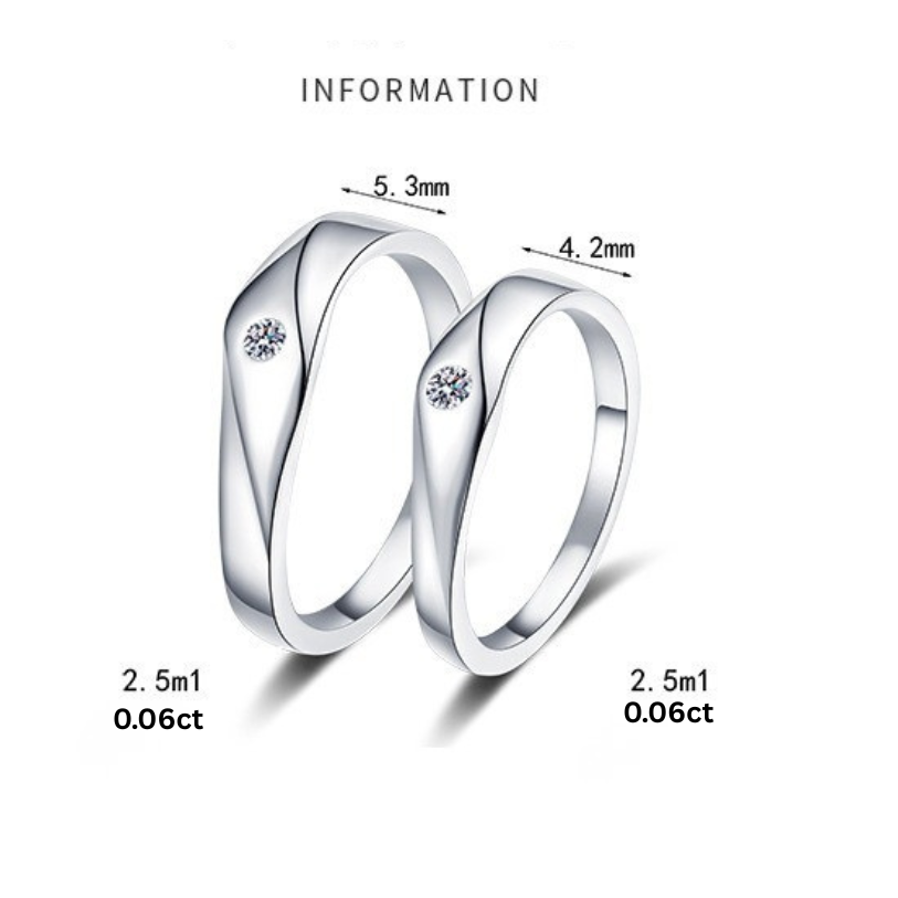 Full Moon Moissanite S925 Wedding Set as Couple Rings, Promise Rings, Matching Wedding Bands