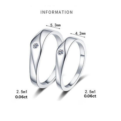 Full Moon Moissanite S925 Wedding Set as Couple Rings, Promise Rings, Matching Wedding Bands