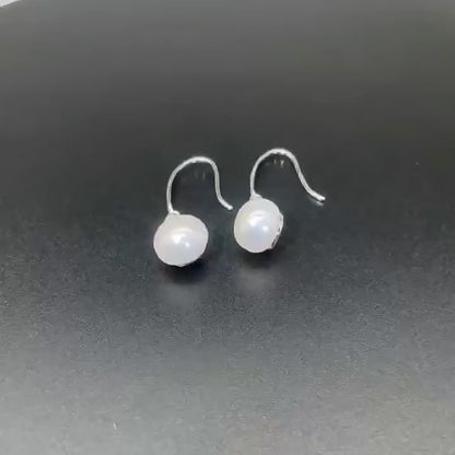 Leaf Hook Freshwater Pearl Moissanite Drop Earrings  – S925 Sterling Silver