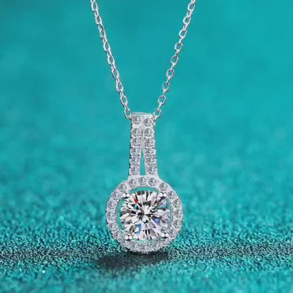 Round Halo 0.5-5 Carat Moissanite Pendant Pave Bail S925 Necklace
