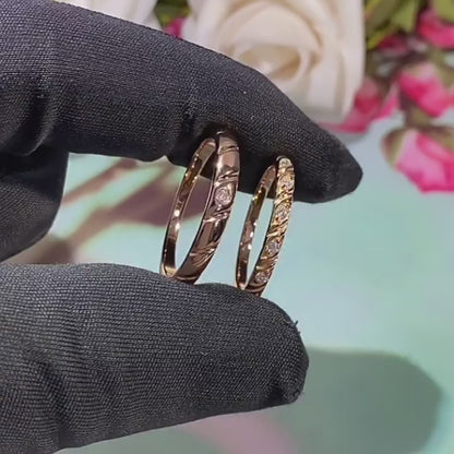 Rose Gold Braided Unity Moissanite S925 Wedding Set as Couple Rings, Promise Rings, Matching Wedding Bands