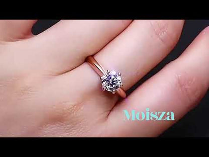 Rose Gold Round Cut 6-Prong Solitaire 1 Carat Moissanite Diamond S925 Engagement Ring