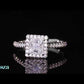 Princess Cut Pave Halo 1 Carat Moissanite Diamond S925 Engagement Ring