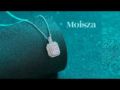 Emerald/Radiant Cut Pink Double Halo 1 Carat Moissanite Pendant S925 Necklace
