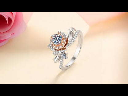 Pavé Rose 0.5 Carat Moissanite Diamond S925 Engagement Ring