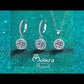 Round Cut Halo 1 Carat Moissanite 3-Piece S925 Jewelry Set (Drop Earrings and Necklace)