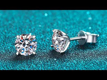 Round Solitaire 4-Prong Martini Set 0.2 - 2ct D Color VVS Moissanite S925 Stud Earrings