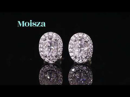 Oval Cut Halo 0.5/1 Carat Moissanite Diamond S925 Stud Earrings