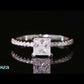 Princess Cut Solitaire 1/2ct S925 Moissanite Engagement Ring on Pave Band