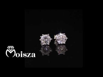 Basket Set Round Cut 6-Prong Solitaire 0.2 - 2 Carat Moissanite Diamond S925 Stud Earrings