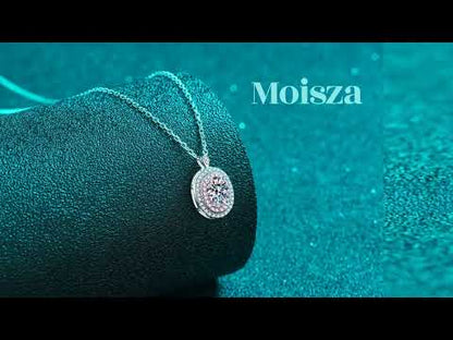 Oval Cut Pink Double Halo 1 Carat Moissanite Pendant S925 Necklace