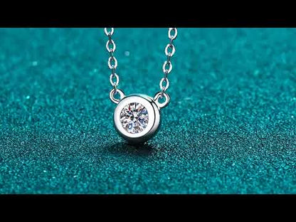 Bezel Set Round Cut Solitaire 0.5/1 Carat Moissanite Diamond S925 Necklace