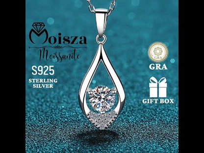 Waterdrop Round Cut 0.5 Carat Moissanite S925  Pavé Pendant Necklace