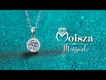 Round Cut Halo 1 Carat Moissanite Pendant S925 Necklace