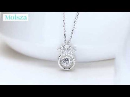 Crown 0.5 Carat Moissanite S925 Pavé Dancing Necklace