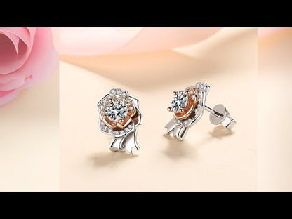 Pavé Rose 0.5 Carat Moissanite Diamond S925 Stud Earrings