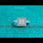 Princess Cut Pave Pink Double Halo 1 Carat Moissanite Diamond S925 Engagement Ring