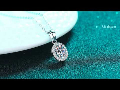 Oval Cut Halo 1 Carat Moissanite Pendant S925 Necklace
