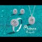 Conjunto de joyería S925 de 4 piezas de moissanita de 0,5/1 quilate con doble halo rosa de talla ovalada (anillo, pendientes, collar) 