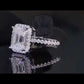 Verlobungsring mit 1/2-Karat-Moissanit-Diamant S925 im Smaragd-/Strahlenschliff mit Pavé-Halo 