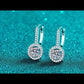 Round Cut Halo 0.5 Carat Moissanite Diamond Platinum-Plated S925 Pave Leverback Earrings