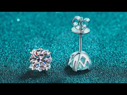 Round Cut 4-Heart-Prong Solitaire 0.3 - 2 Carat Moissanite Diamond Screw-Back S925 Stud Earrings