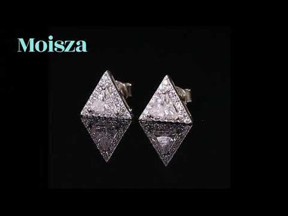 Trillion Cut Halo 0.5 Carat Moissanite Diamond S925 Stud Earrings