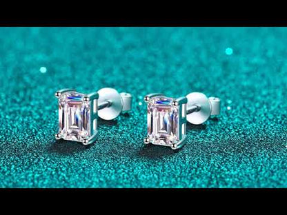 Emerald/Radiant Cut Solitaire 0.5/1/2 Carat Moissanite Diamond S925 Stud Earrings