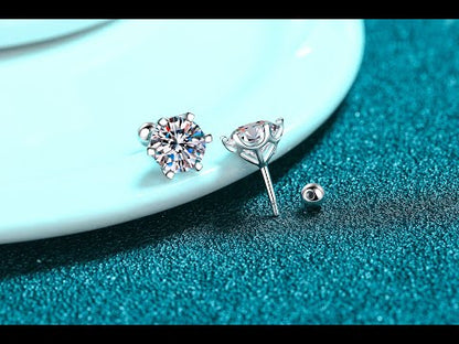 Martini Set Round Cut 6-Prong Solitaire 0.2 - 2 Carat Moissanite Diamond S925 Stud Earrings