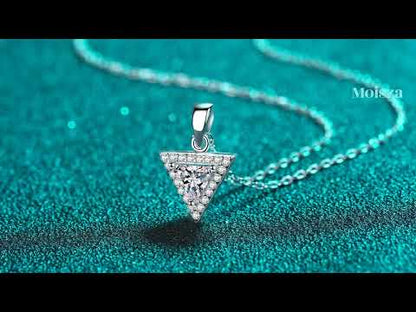 Trillion Cut Halo 0.5/ 1 Carat Moissanite Pendant  S925 Necklace