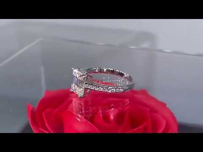 Emerald/Radiant Cut 2 Carat Moissanite S925 Engagement Ring on Channel Band