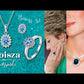 Princess Diana Oval Cut Sapphire Halo 0.5 / 1 Carat Moissanite 4-Piece S925 Jewelry Set (Ring, Earrings, Necklace)