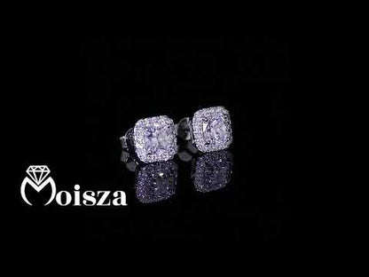 Cushion Cut Halo 0.5/1 Carat Moissanite Diamond S925 Stud Earrings