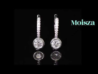Bezel Set Round Cut 0.5 Carat Moissanite S925 Pave Leverback Earrings