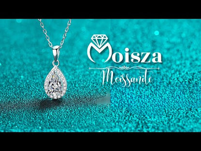 Pear Cut Halo 1 Carat Moissanite Pendant  S925 Necklace